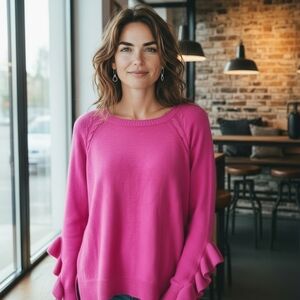 Kate &Mallory Bright 🩷 Ruffle Sleeve Sweater.